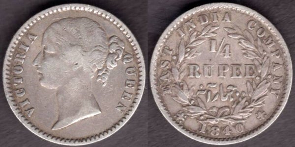 East India Company. 1/4 Rupee 1840.  dy23479