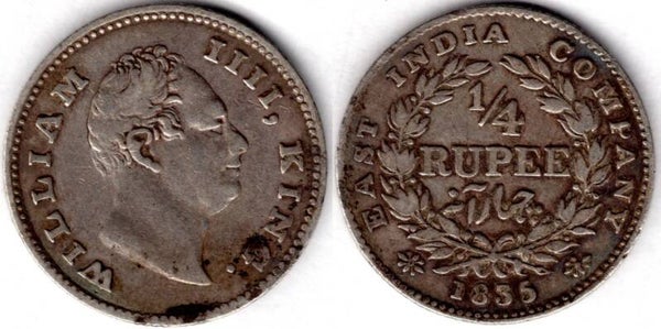 East India Company. 1/4 Rupee 1835     dy23516