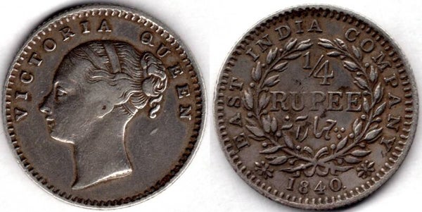 East India Company. 1/4 Rupee 1840.  dy23517