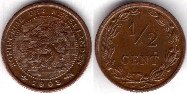 Netherlands. 1/2 Cent 1903   dy23580