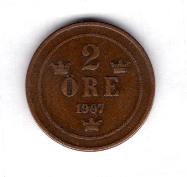 Sweden. Two Ore 1907.   dy23584