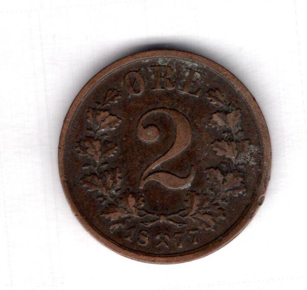 Norway. Two Ore 1877.   dy23585