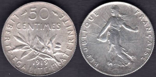 France. 50 Centimes 1919.   dy23621