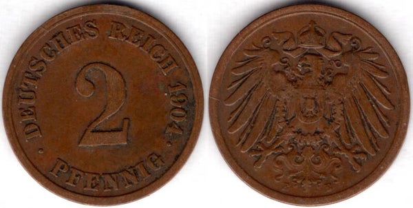Germany. 2 Pfennig 1904E.   dy23622