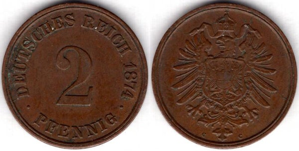 Germany. 2 Pfennig 1874C.    dy23623