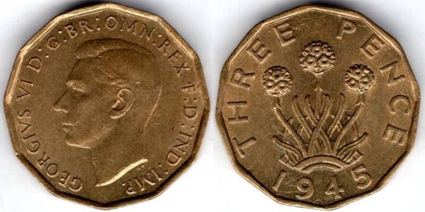 George VI. Threepence 1945        dy23648