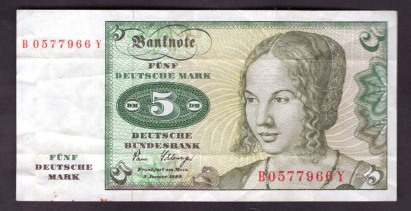 West Germany. 5DM 1980 Good Fine.  dy23679