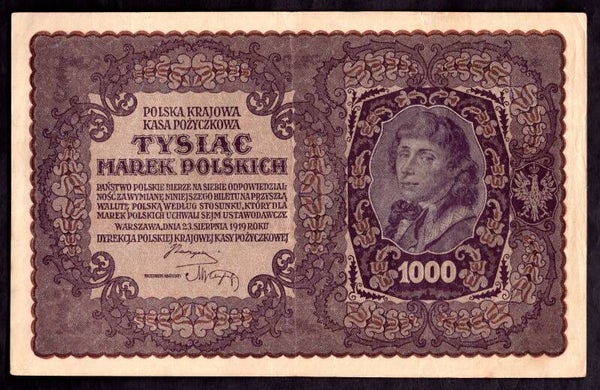 Poland. 1,000 Marek II Serja W 778,147  GVF+.  dy23715