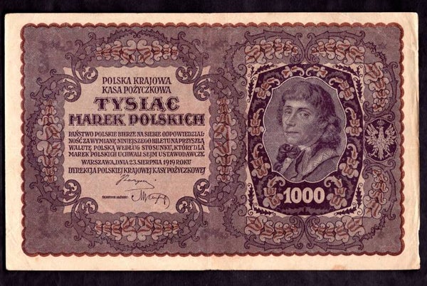 Poland. 1,000 Marek II Serja B 053,231  Crisp GVF.  dy23717
