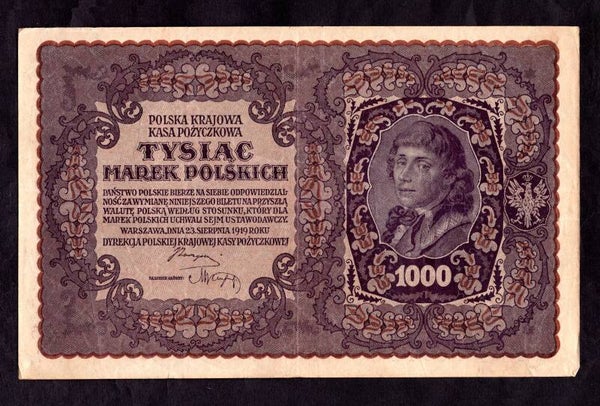 Poland. 1,000 Marek 071,808  Crisp NVF.  dy23718