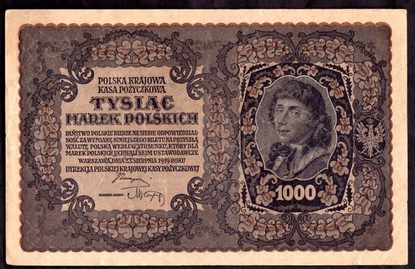 Poland. 1,000 Marek III Serja N 785122  Crisp GVF.  dy23728