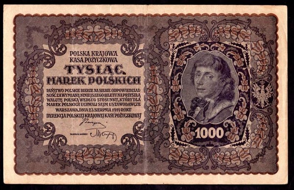 Poland. 1,000 Marek III Serja J 678913  Crisp VF.  dy23730