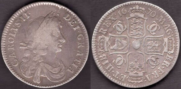 Charles II. Halfcrown 1670 3rd bust Vicesimo SecVundo. Good Fine. DY23759