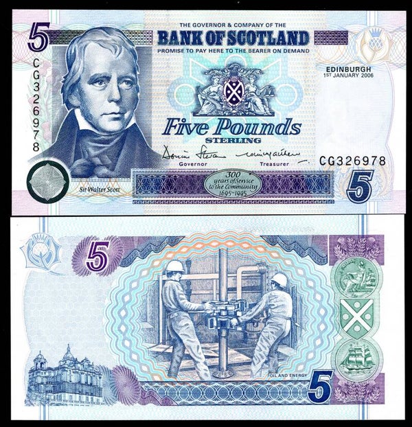 Bank of Scotland. £5 2006 series CG UNC.  dy23785