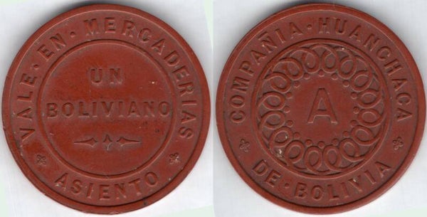 Bolivia. Compania Huanchaca Token. One Boliviano.  dy23820