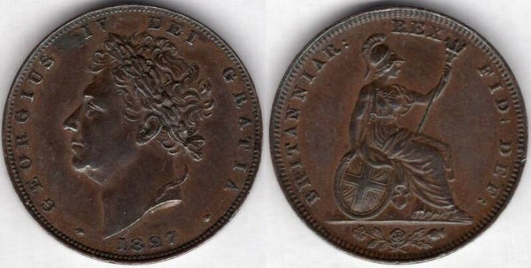 Great Britain. George IV. Farthing 1827.  dy23845
