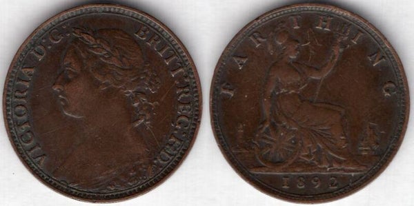 Great Britain. Victoria. Farthing 1892. dy23883