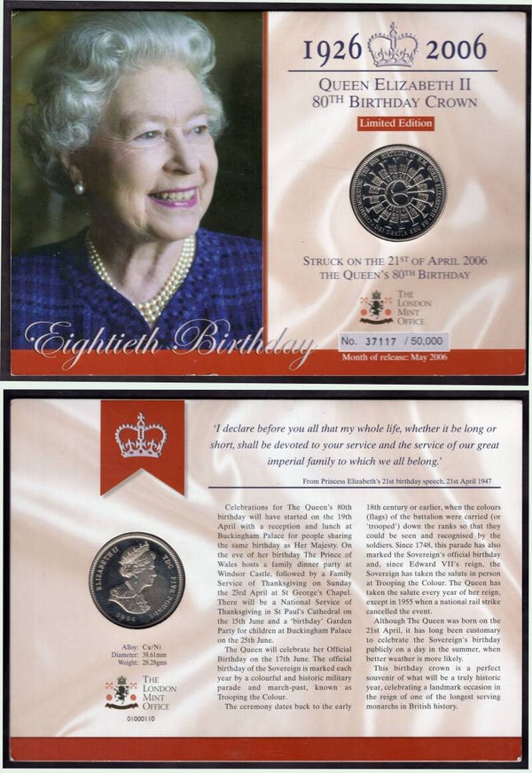 Queen Elizabeth II. 80th Birthday £5 2006.  dy23893
