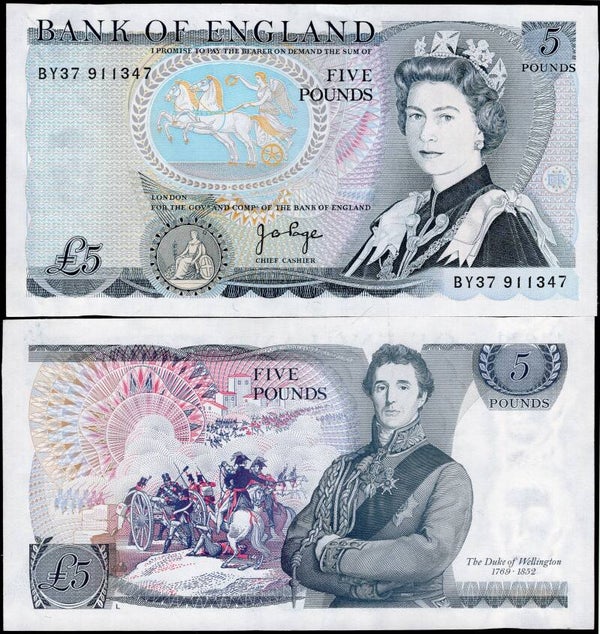 Page £5 (1973) series BY37 Crisp VF-EF.  dy23913