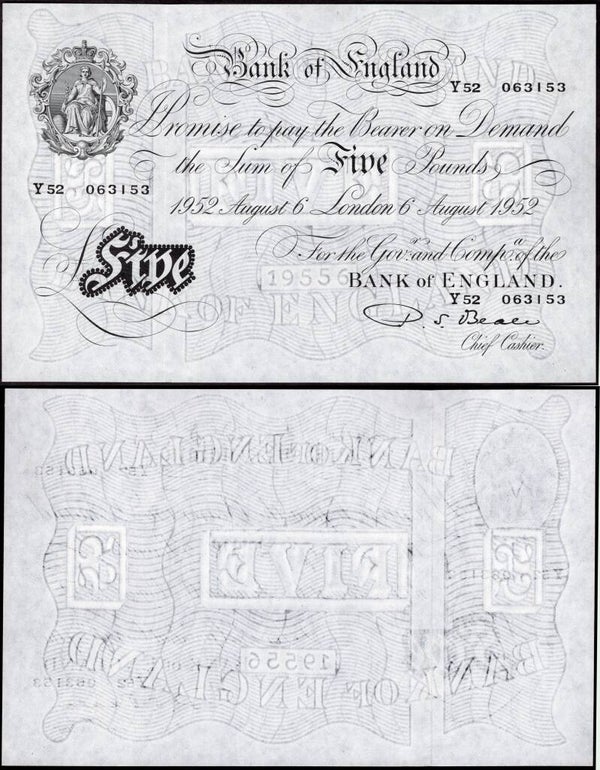 Beale. £5 August 6 1952 (BYB BE94c) Y52 063153. AU+.      dy23924