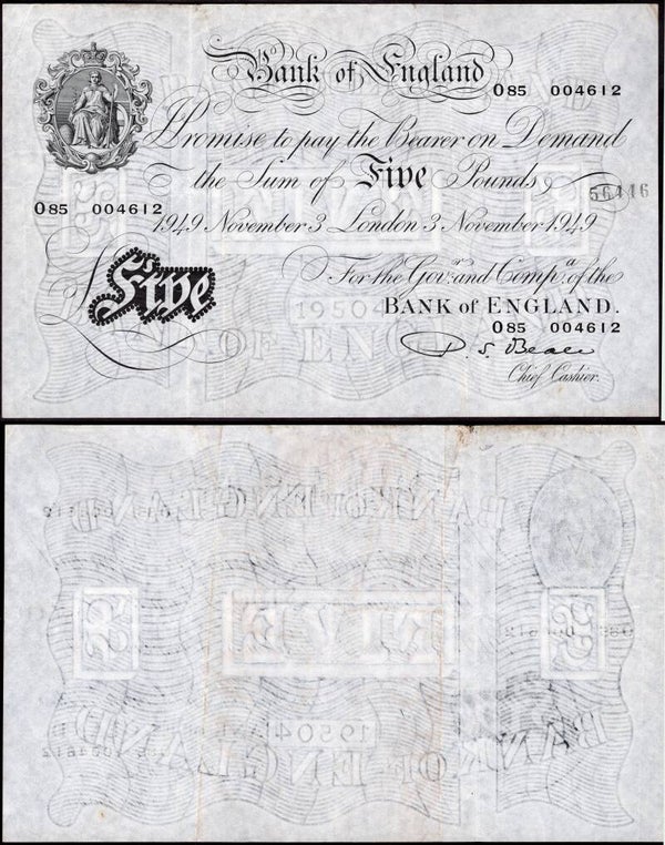 Beale. £5 November 3 1949 (BYB BE94b) O85 004612. Crisp F-VF.  dy23925