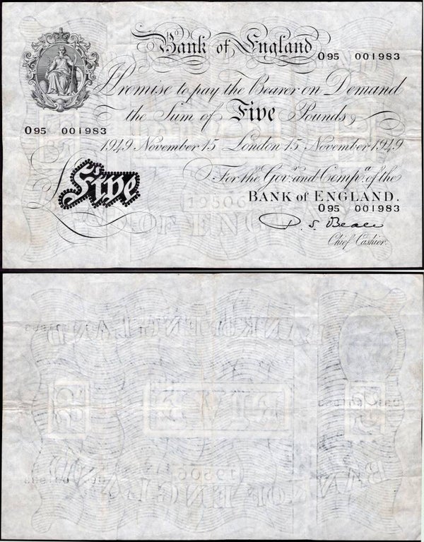 Beale. £5 November 15 1949 (BYB BE94b) O95 001983. Crisp Fine. dy23927
