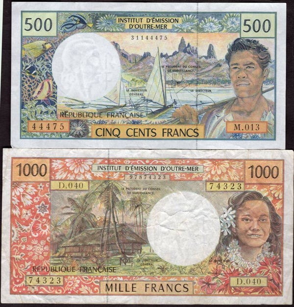 French Pacific Territories. 500 & 1,000 Francs. details Below.