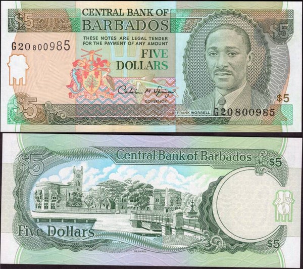 Barbados. Five Dollars (1996) (WPM 47) G20 800985 GVF.  dy24175