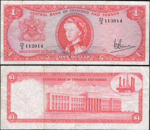Trinidad & Tobago. One Dollar Law 1964 (WPM 26c) D/3 113014 Crisp F-VF.  dy24181