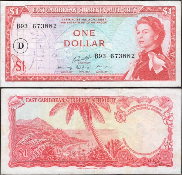 Dominica. One Dollar (1965) (WPM 13i) B93 673882 Crisp VF.  dy24448