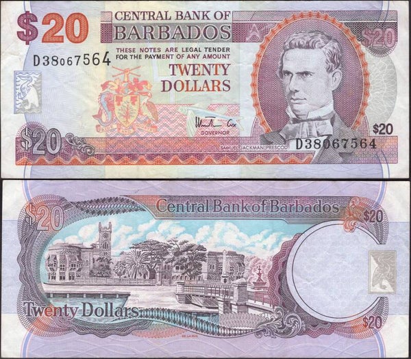 Barbados. 20 Dollars (1999) (WPM 57) D38 067564 Crisp GF+.  dy24450