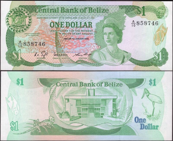 Belize. One Dollar 1986 A/10 858746 Crisp VF.  dy24453