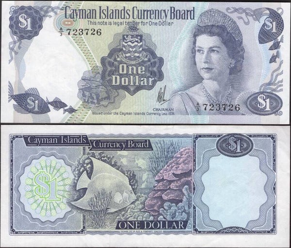 Cayman Islands. One Dollar 1974 (WPM 5b) A/3 723726 Crisp Good Fine.  dy24458