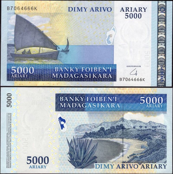 Madagascar. 5,000 Ariary (2003) (WPM 84) Crisp VF.  dy24494