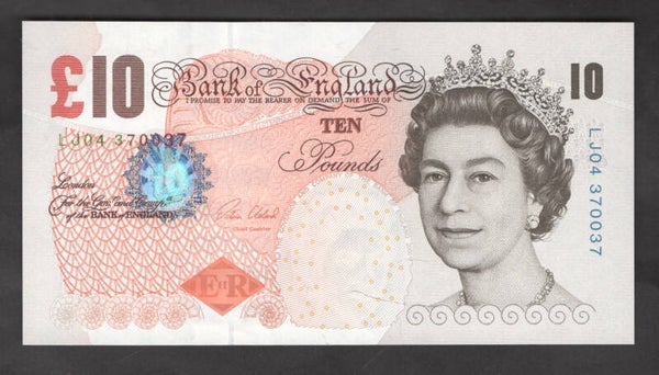 Bank of England. Cleland £10 (2015) (BYB; BE180b) "radar" 370037 AU-UNC.