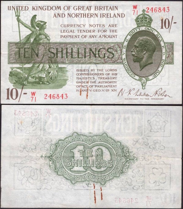 Warren Fisher. Ten Shillings (1927) (BYB; TR9) W/71 246843 Crisp GVF.