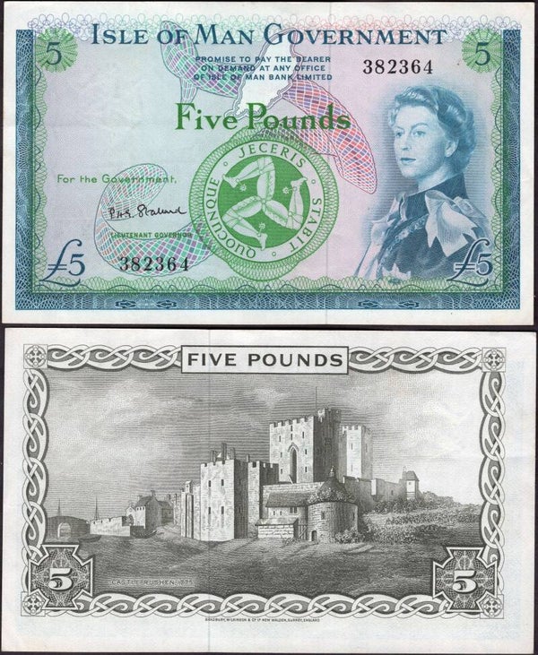 Isle of Man. Five Pounds (1960s-71) (BYB; IM41b) Stallard sig 382364 Crisp VF.
