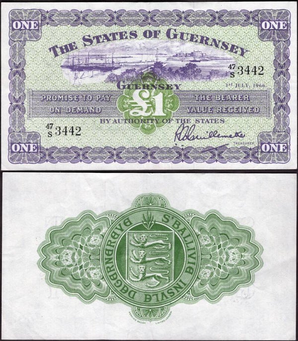 Guernsey. One Pound 1-7-1966 (BYB; GU33b) 47/S 3442. Crisp VF.  dy24578