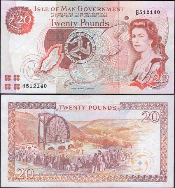 Isle of Man. £20 Cashen signature (BYB; IM63b) (1990s) B512140 GVF+.