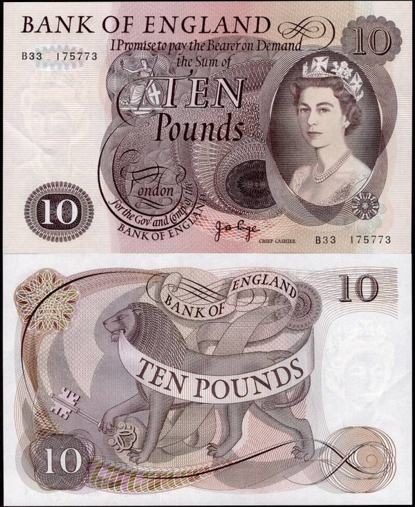 Bank of England. Page £10 (1971) (BYB; BE155c) Series B33. VF-EF.  dy24596