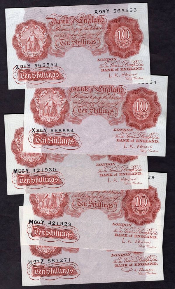 O'Brien/Beale. Nice group of NINE banknotes,  details Below.
