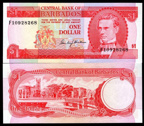 Barbados, $1 (1973) (WPM 29a), Series F10. AU.