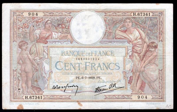 France, 100 Francs, 6-7-1939, 1683507904. GF.