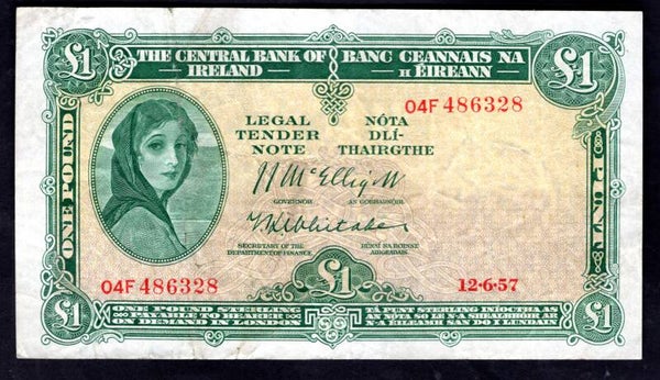 Ireland, Punt, 12-6-57, 04F 486328 (BYB E083). F-VF.