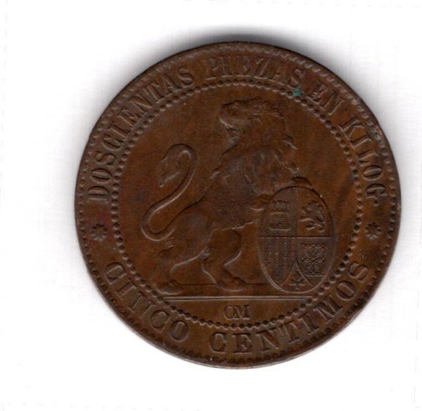 Spain. 5 Centimos 1870.  mv11508