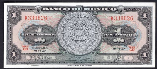 Mexico. Peso. 19-VI-57. K339626. GEF.