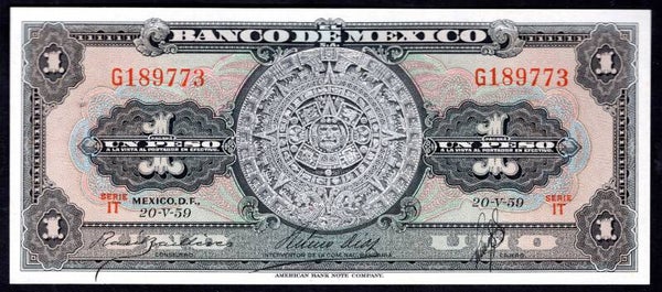 Mexico. Peso 20-V-59. G189773. AU.