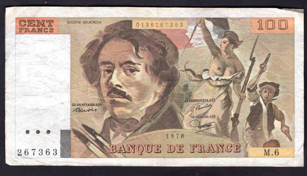 France, 100 Francs, 1978, 0136267363 (WPM 154a). Fine.