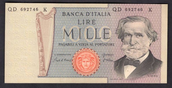 Italy. 1,000 Lire 6-9-1980 (WPM 101g). QD 692746 K. GVF.