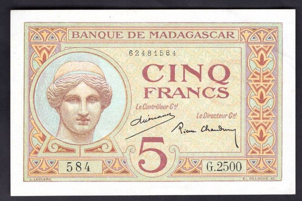Madagascar, 5 Francs(1937-), 62481584. NEF.